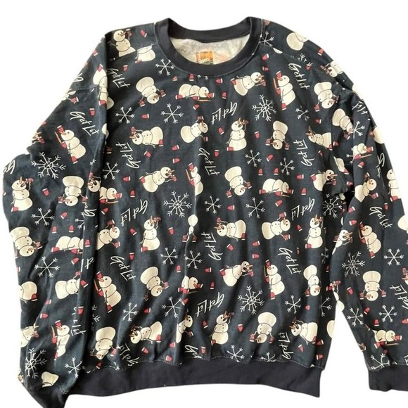 "Get Lit" Black and white vintage snowman crewneck sweatshirt winter #sn… - Picture 1 of 5